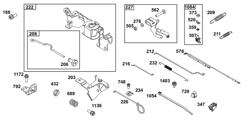Controls Group Diagram and Parts List for 305442-0616-B5 200000 - 399999 Briggs and Stratton Engine